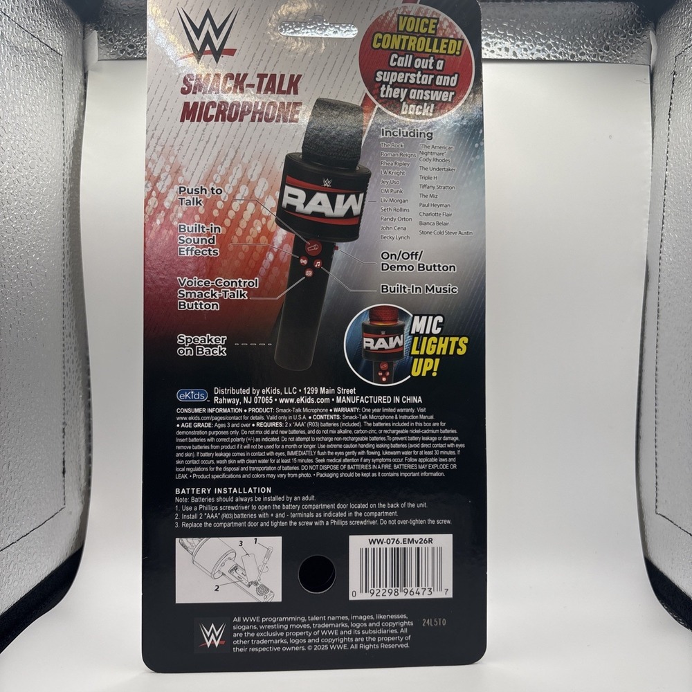 WWE RAW Smack-Talk Microphone Toy Includes 75+ Phrases NEW - Picture 2 of 2